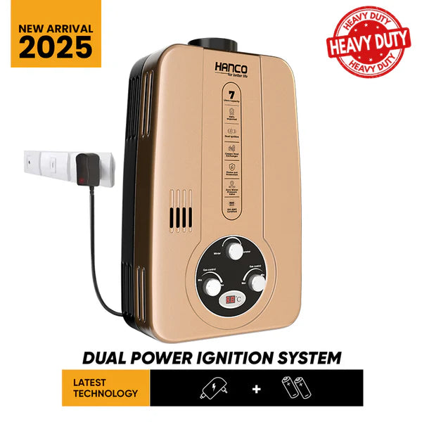 HANCO:Hanco 7 Liters Instant Water Heater - Model 710IN Dual Ignition - Gas Geyser ( Website Exclusive Model- Limited Stock)