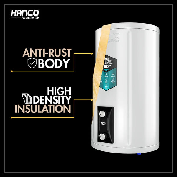 HANCO:Semi Instant Electric Water Heater Solar Compatible - 40 Liters Body Size - Smart Electric Geyser